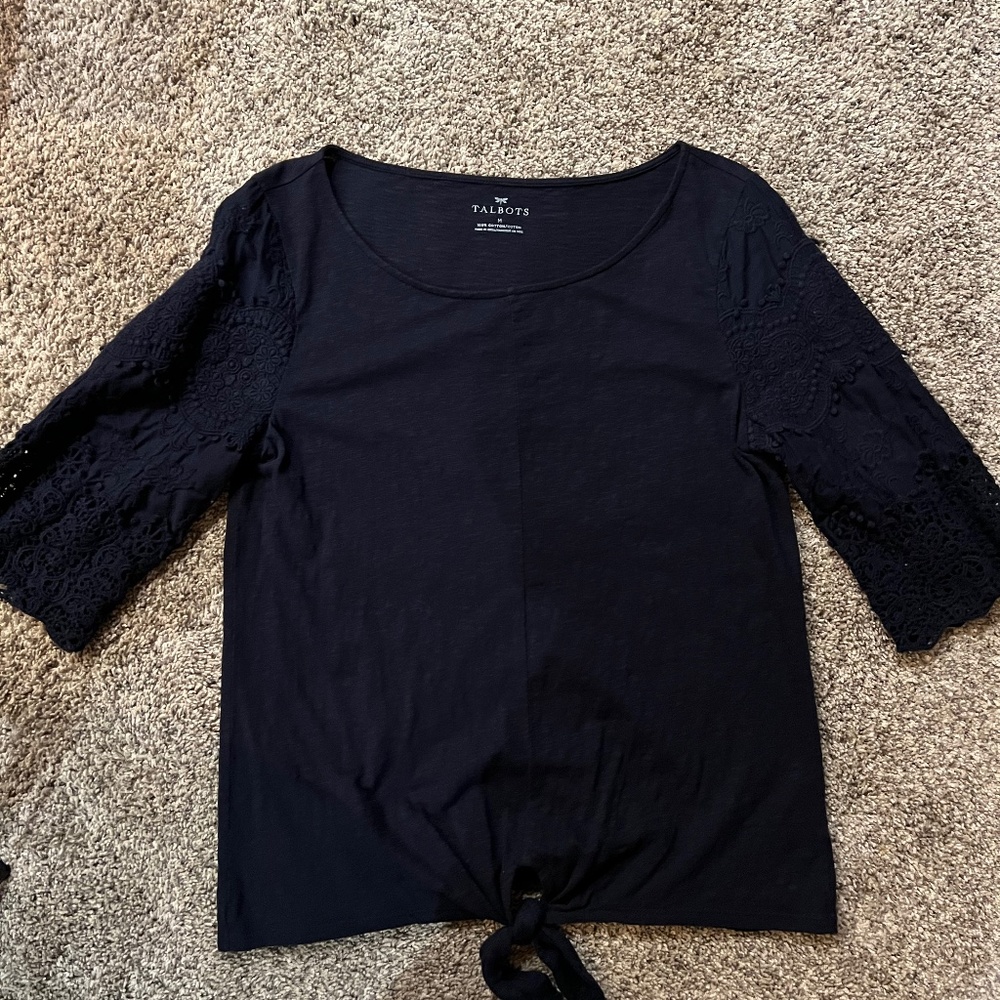 Talbots Navy 3/4 sleeve pullover